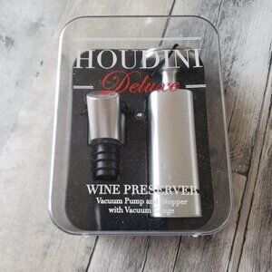 NWT - Houdini Deluxe Wine Preserver Vacuum Pump & Stopper with Vacuum Gauge